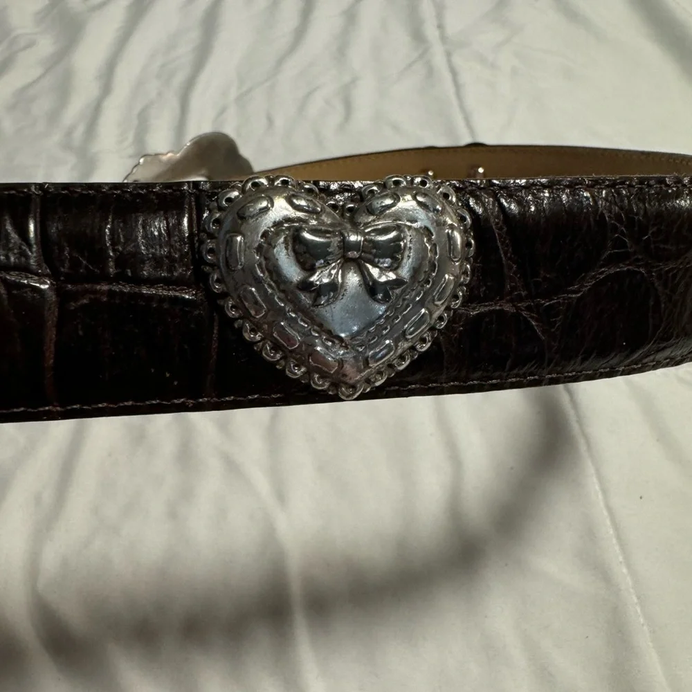 Brighton Romantic Heart Vintage 42409 Women’s Belt Brown Croc Leather 1995 VTG